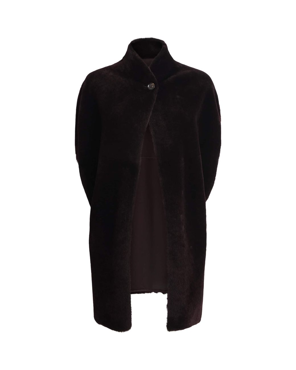 Kiton Black Shearling Cape
