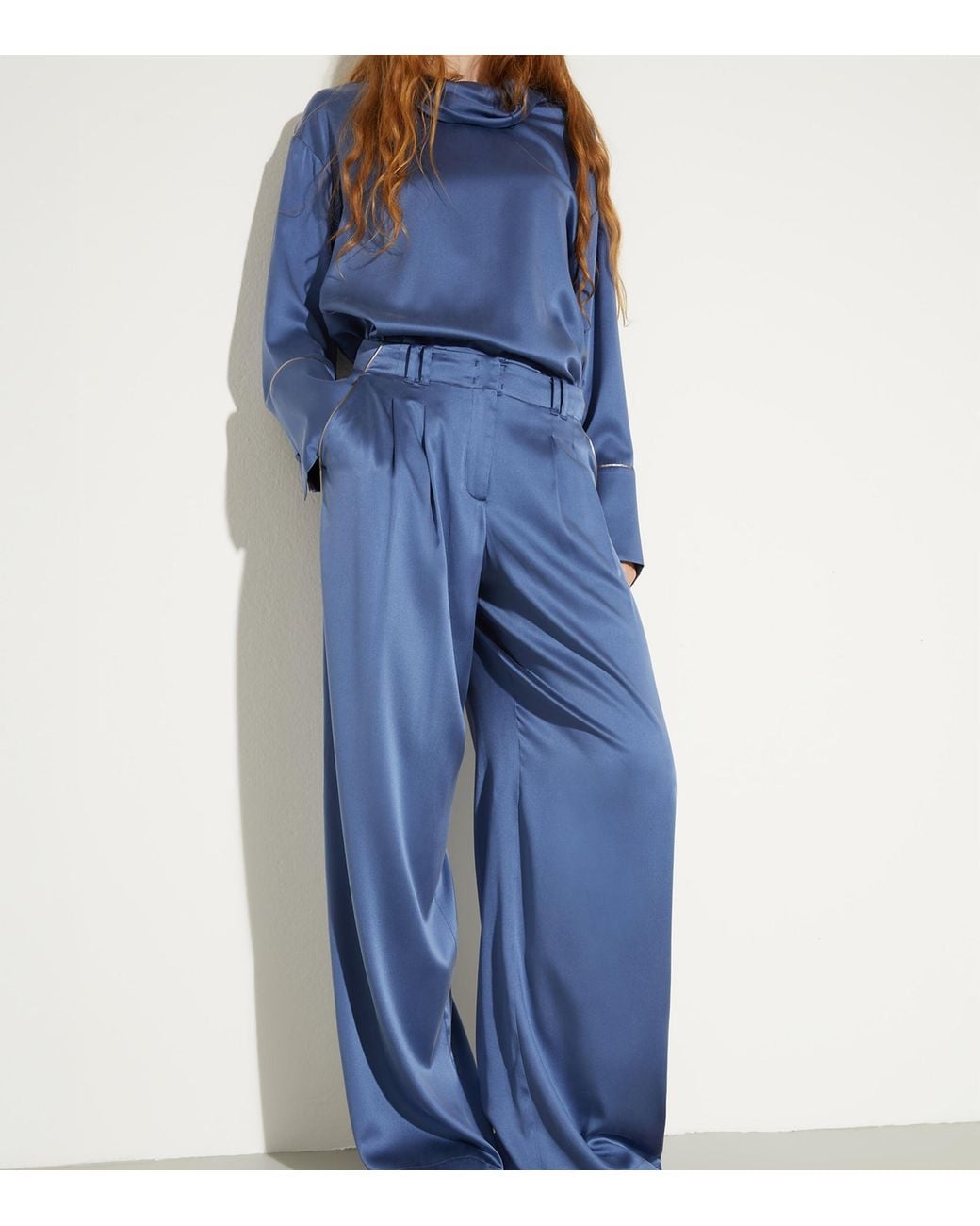 MAX&Co. Blue Stretch-Silk Trousers