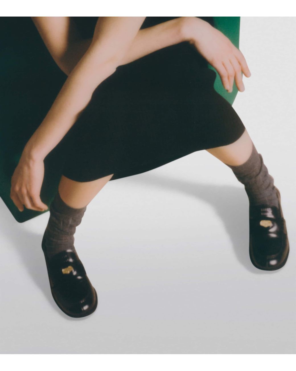 Miu Miu Black Brushed-Leather Embossed Loafers
