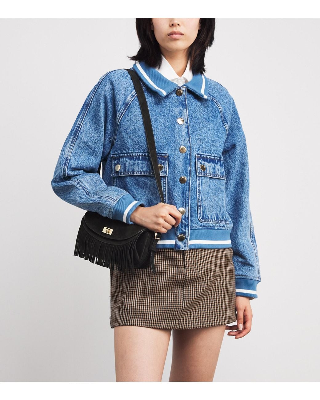 Sandro Black Small Suede Le Mambo Cross-Body Bag