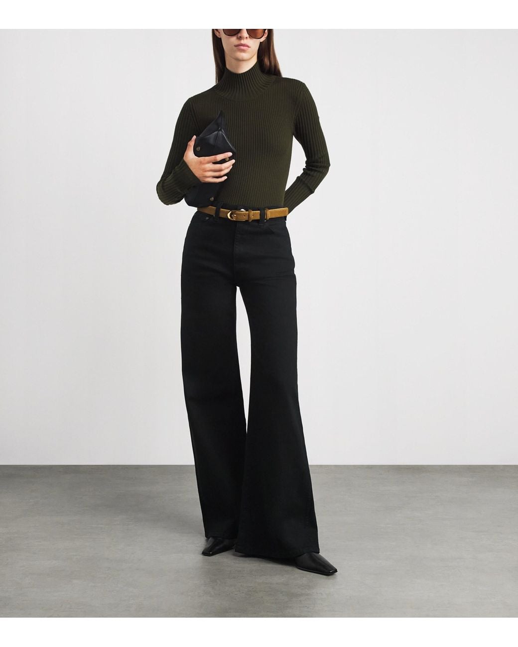 Khaite Black Dane Wide-Leg Jeans