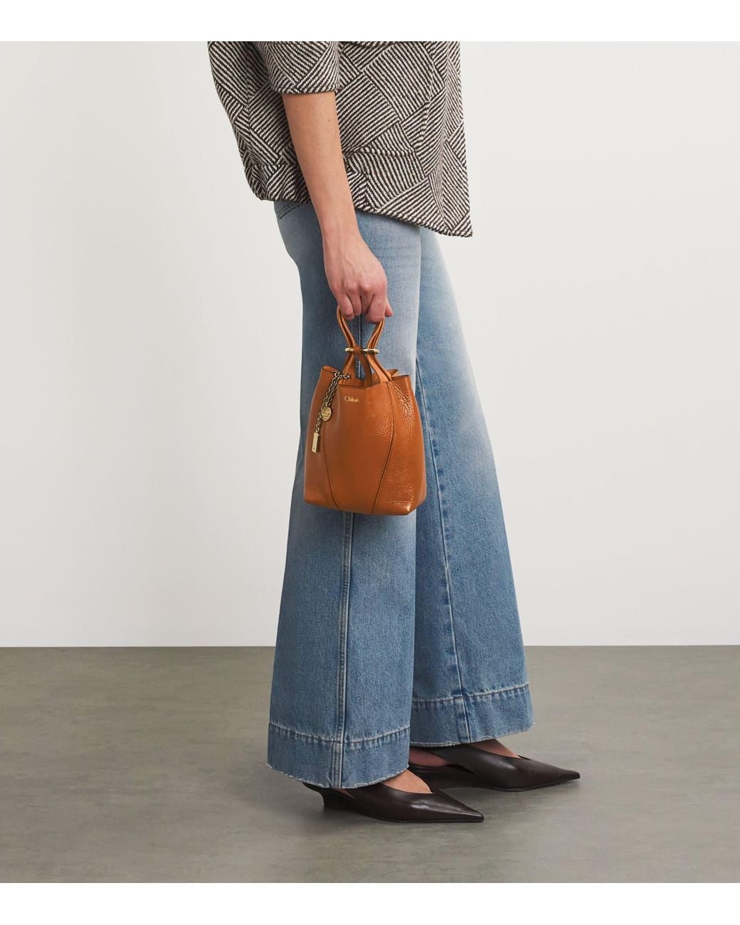 Chloé Brown Small Calfskin Spin Tote Bag