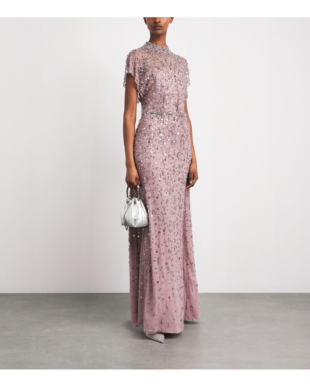 Jenny Packham Pink Embellished Crystal Drop Gown