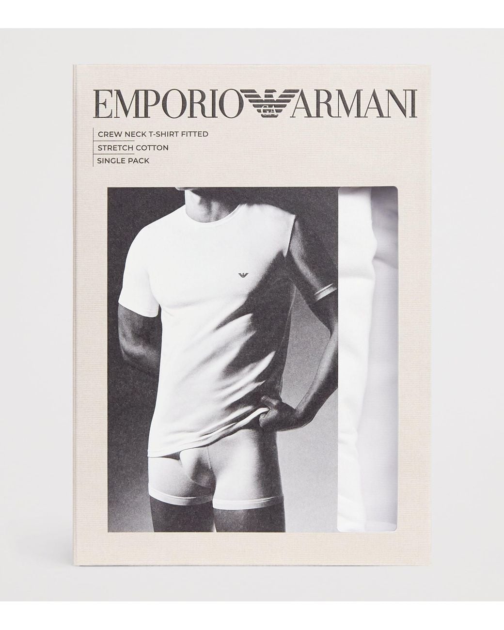 Emporio Armani White Stretch-Cotton Eagle Logo Crew-Neck T-Shirt for men
