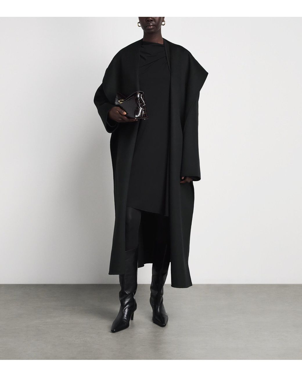 Totême Black Wool Hooded Coat