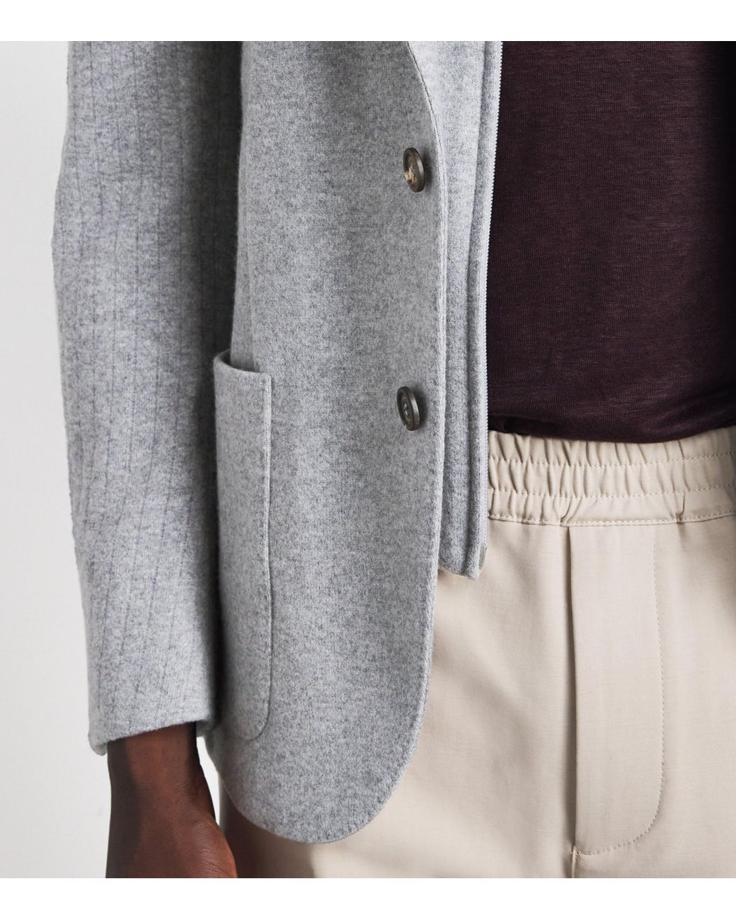 Eleventy Gray Wool-Cashmere Hooded Blazer for men