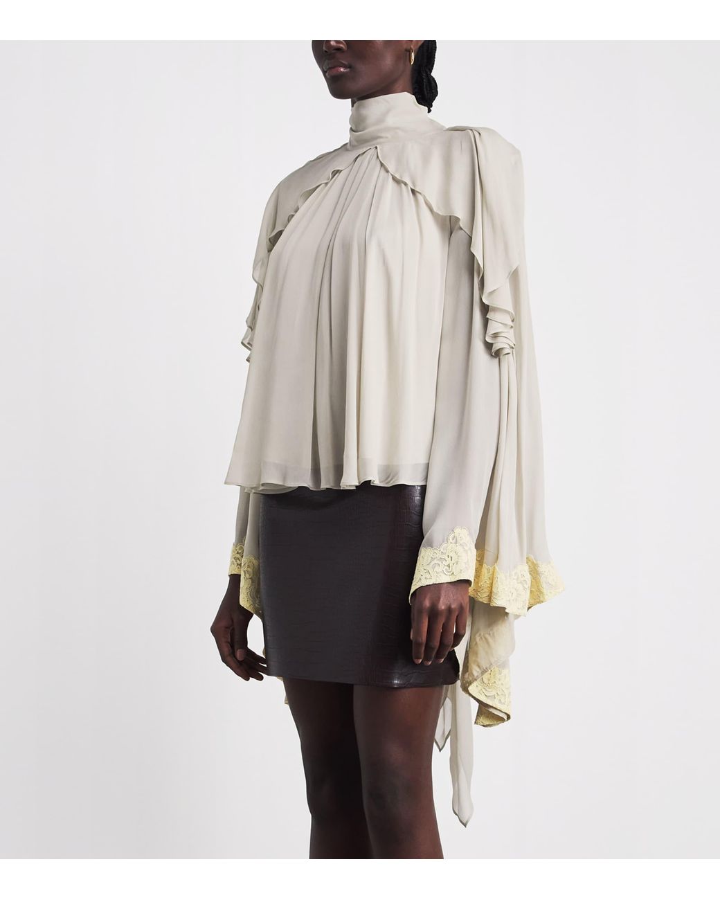 De La Vali White Cape-Detail Alitha Blouse