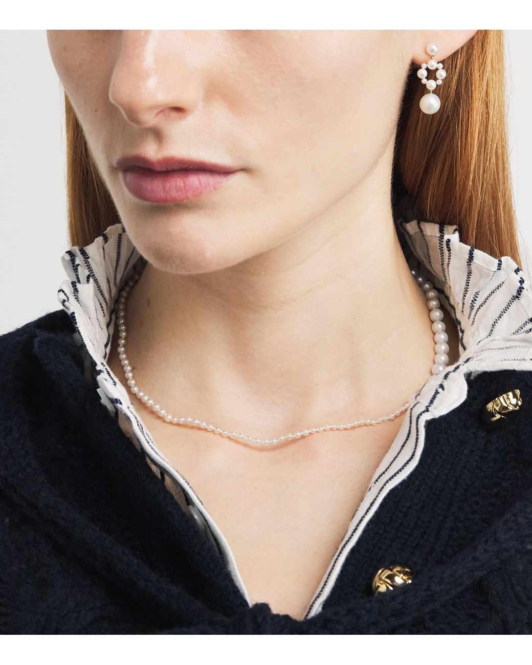 Sophie Bille Brahe White Petite And Pearl Peggy Necklace