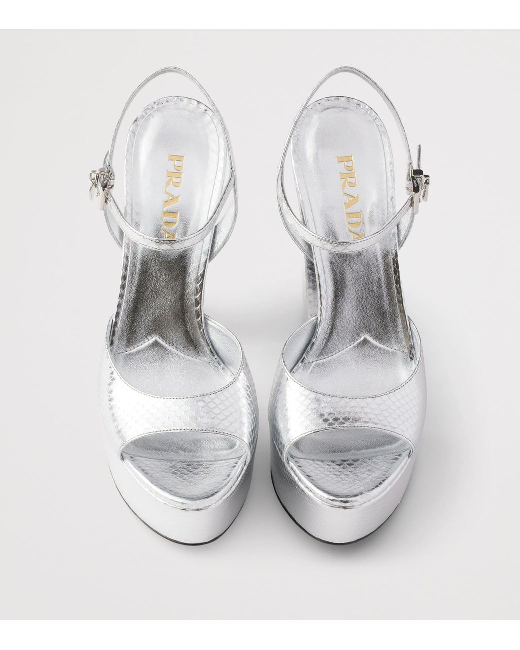 Prada White Snakeskin Platform Sandals 115