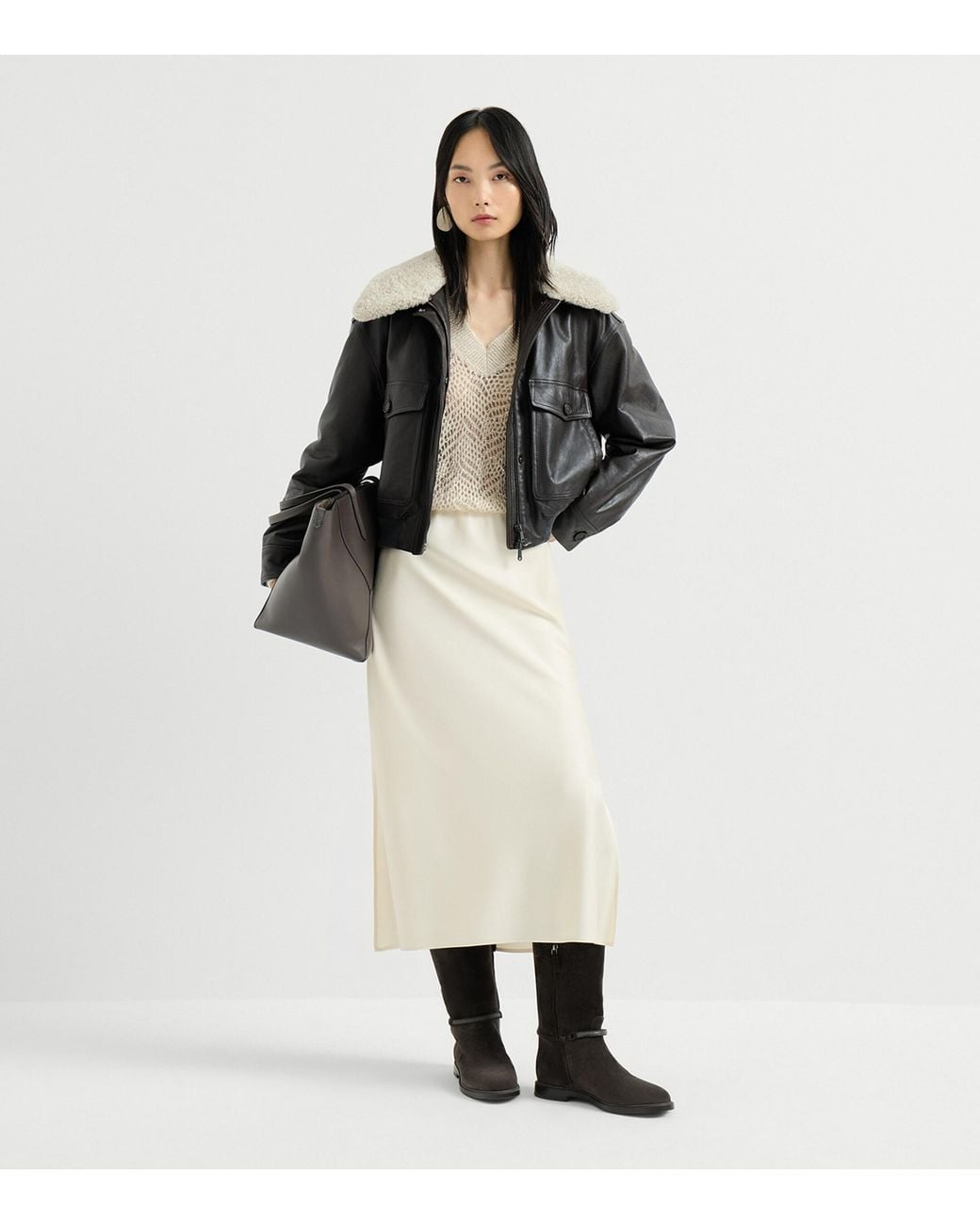 Brunello Cucinelli White Open-Work Embellished Sweater