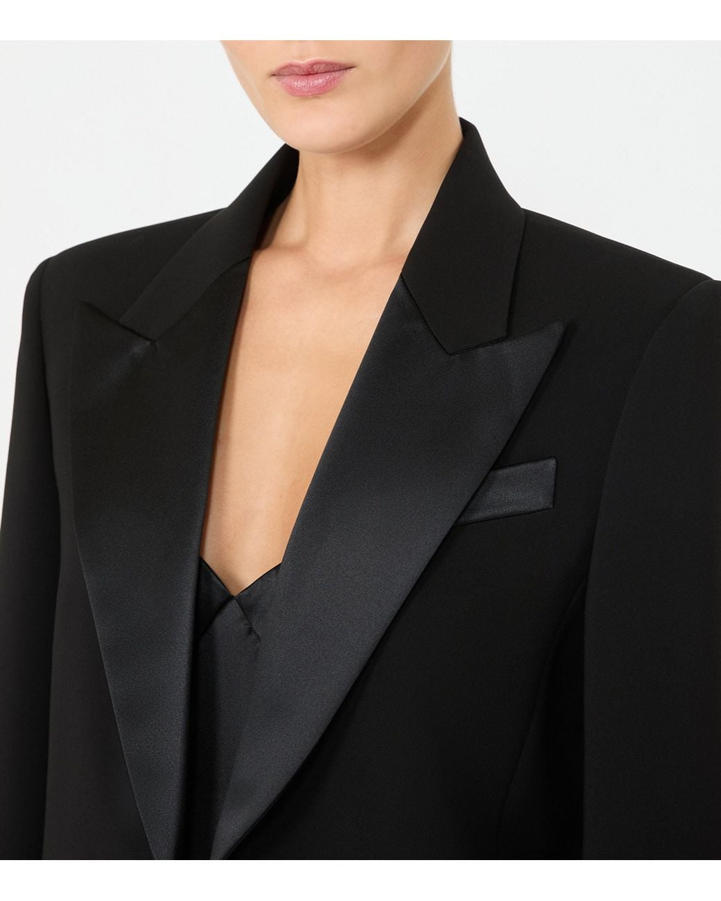 Max Mara Black Cropped Tuxedo Jacket