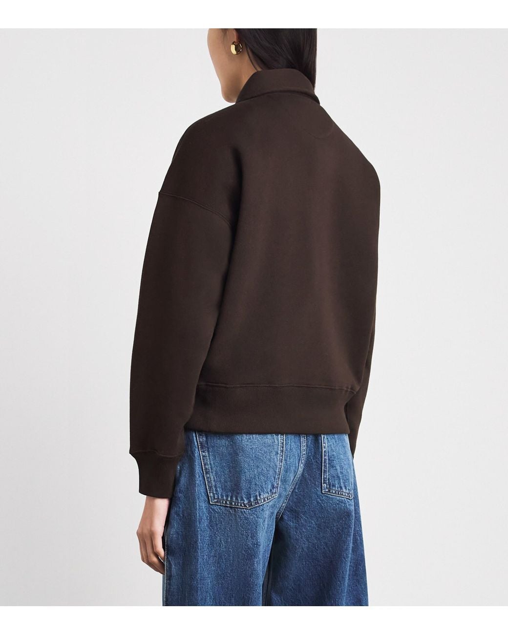 Polo Ralph Lauren Brown Cotton-Blend Quarter-Zip Sweater