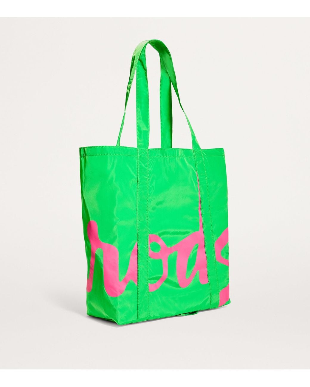 Harrods Green Logo Pocket Shopper Bag