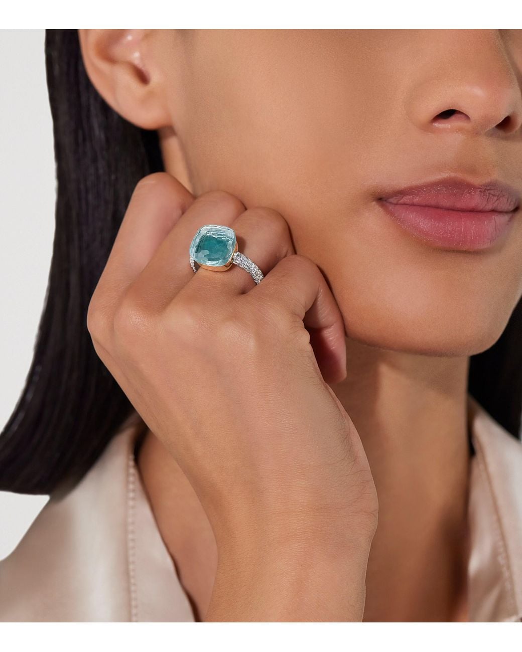 Pomellato Blue Mixed, Diamond And Topaz Nudo Maxi Ring