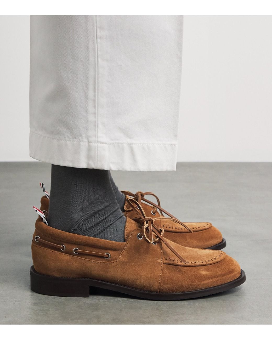 Thom Browne Brown Suede Boat Shoes for men