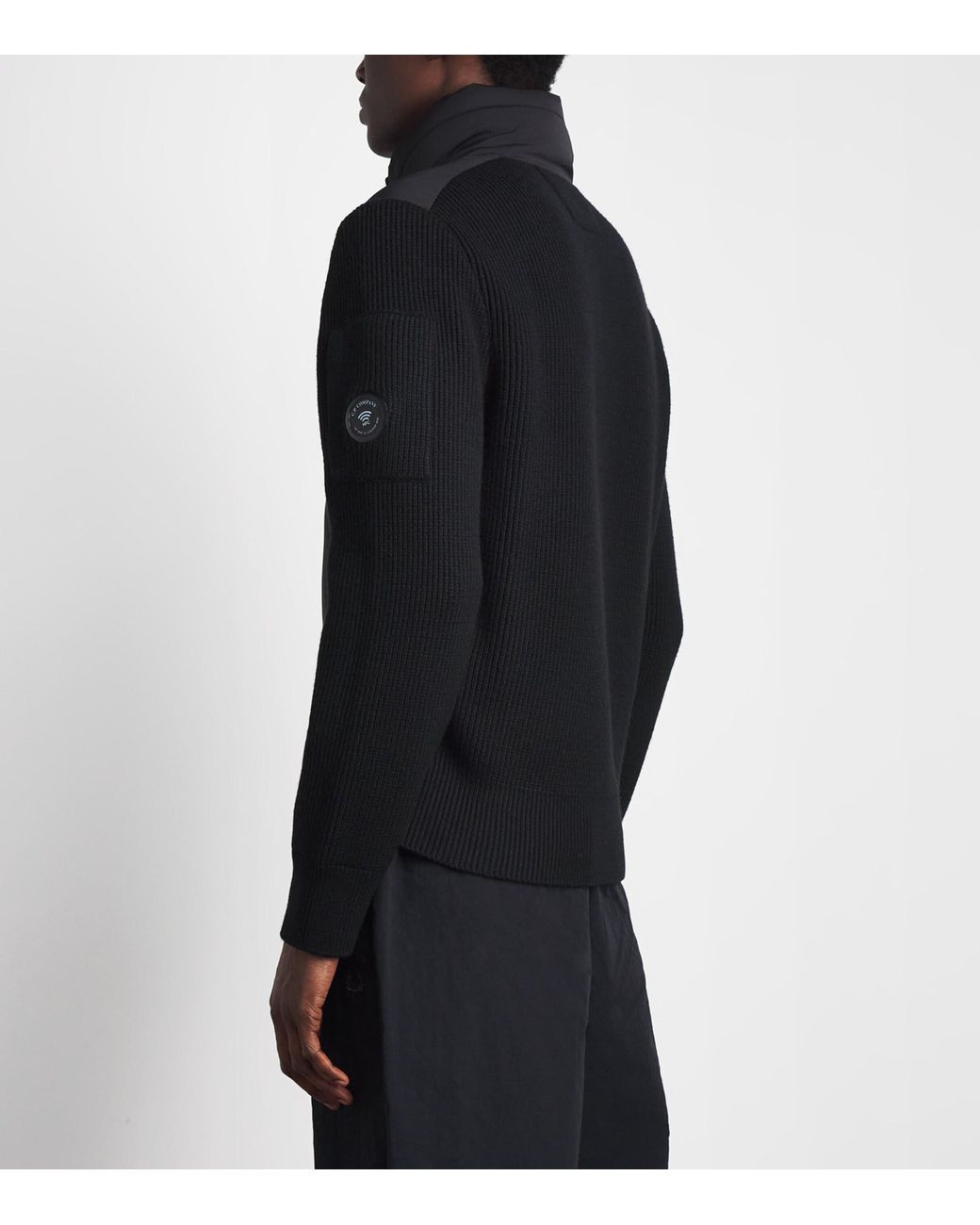 C P Company Black Merino Wool Reversible Jacket for men