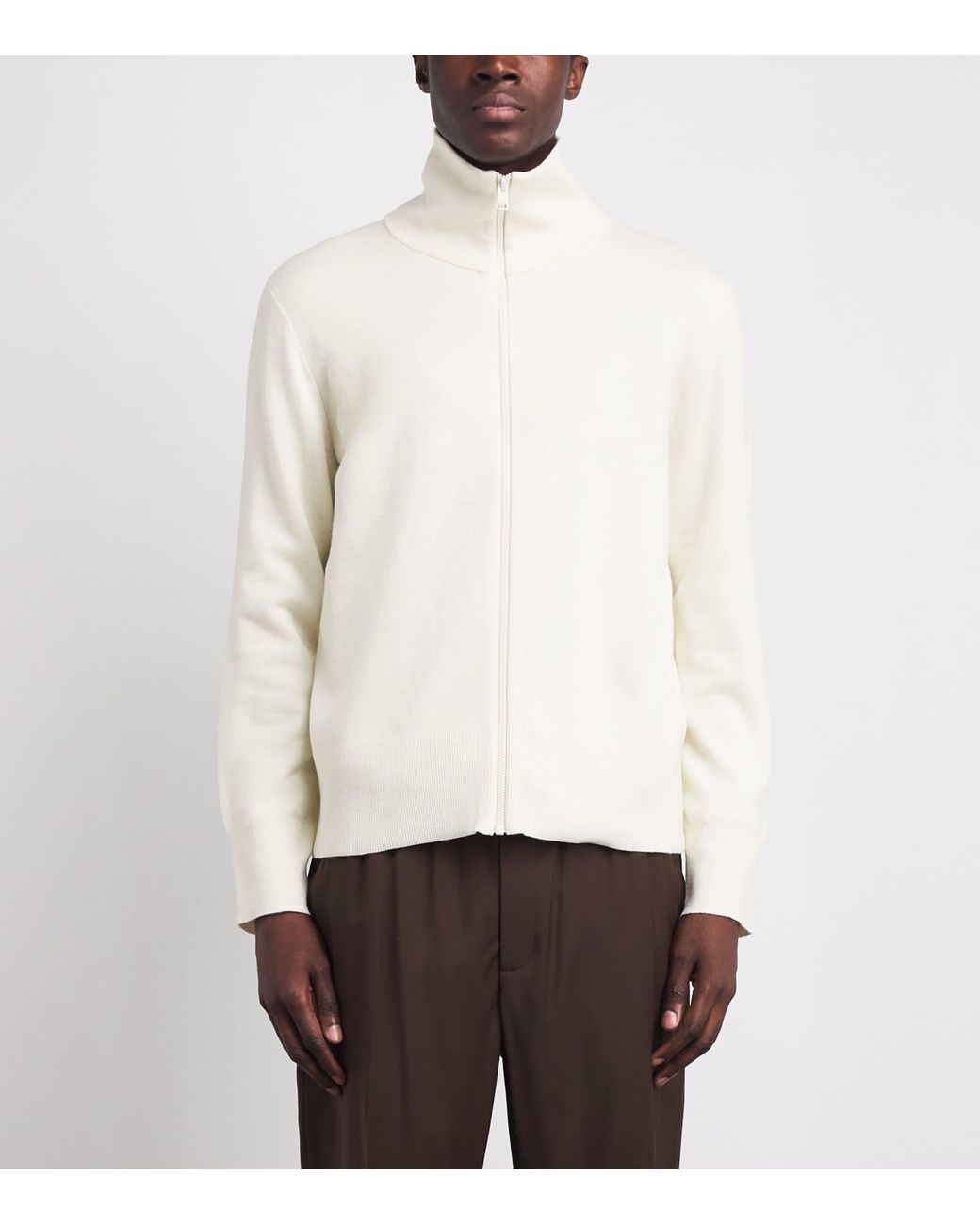Sandro White Wool Zip-Up Cardigan for men