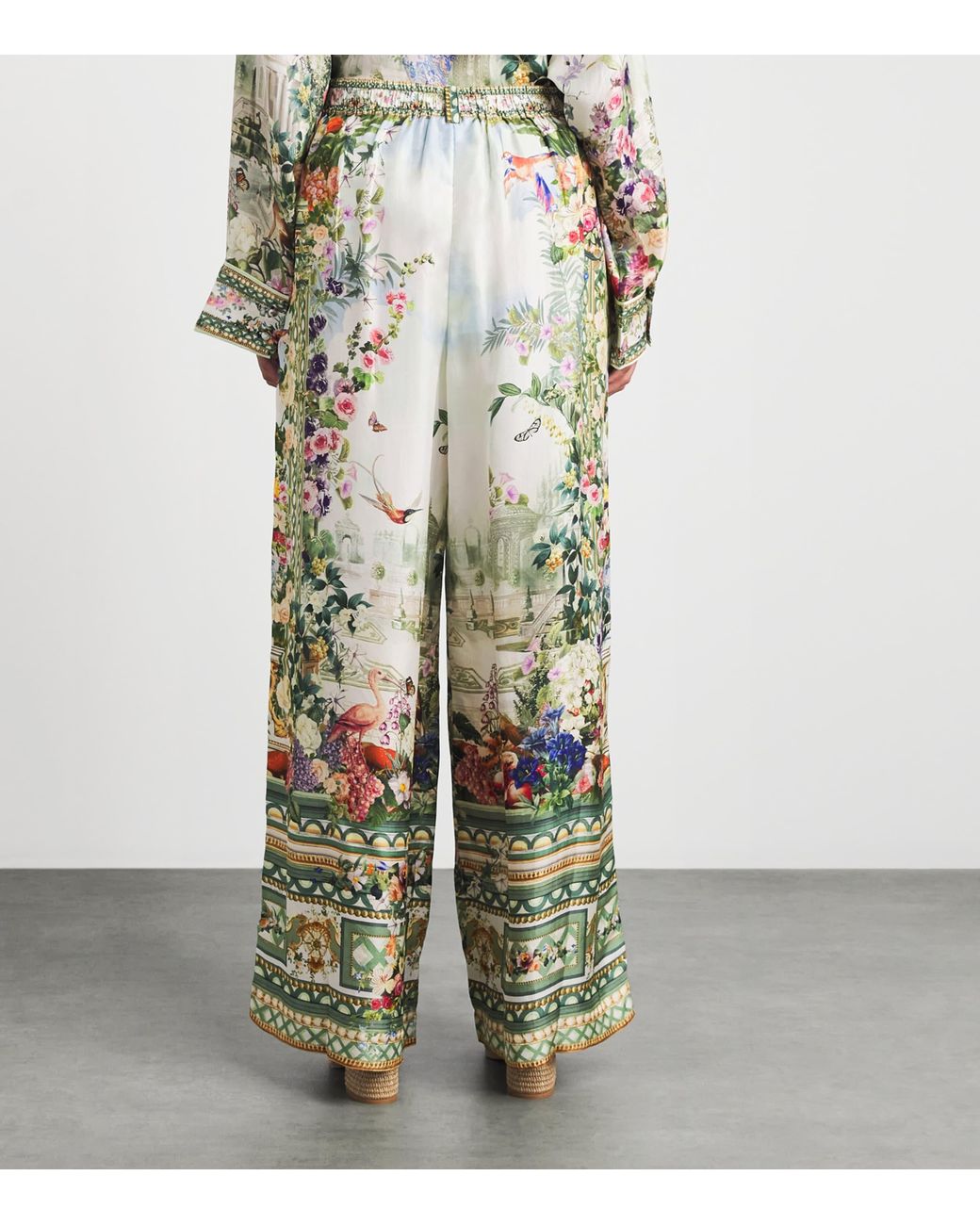 Camilla Green Silk Art For The Empress Wide Trousers