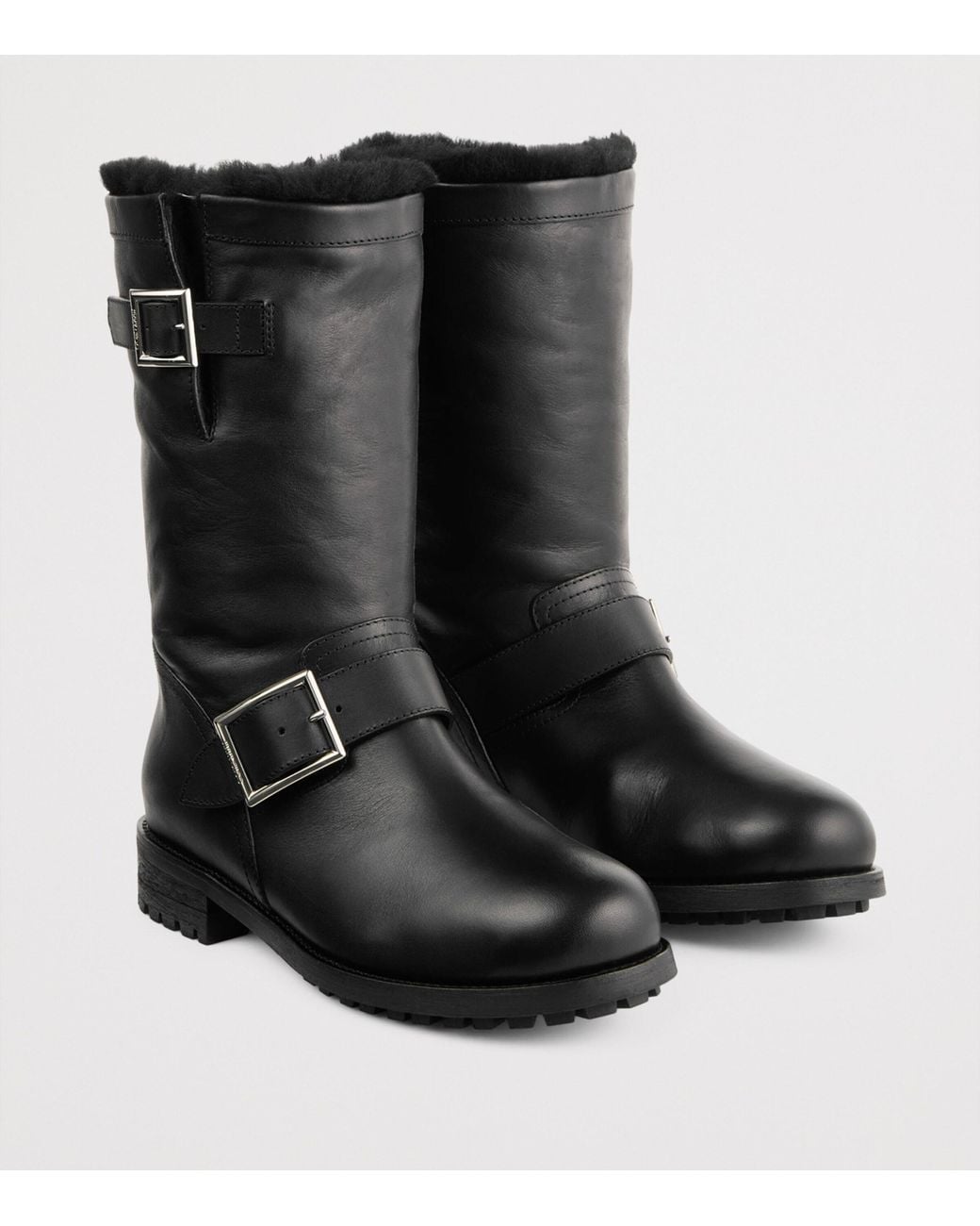 Jimmy Choo Black Biker Mid Leather Boots