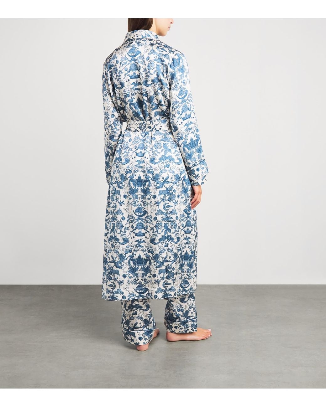 Harrods Blue Silk Menagerie Night Robe