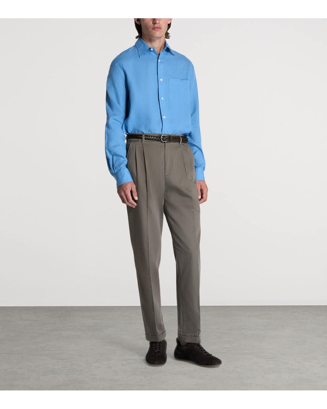 Dunhill Blue Linen Shirt for men