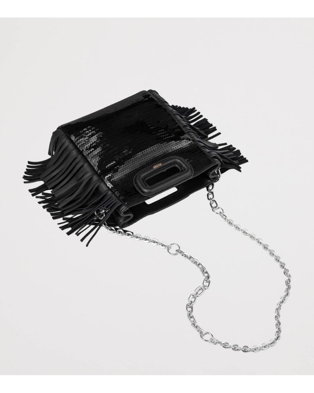Maje Black Mini Sequin Fringed M Bag