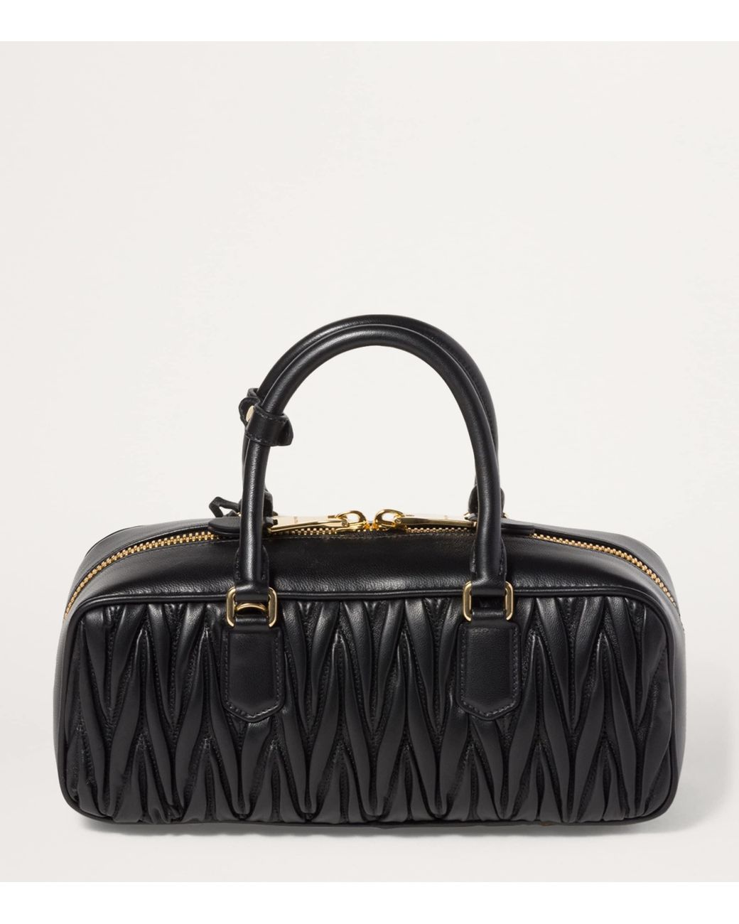Miu Miu Black Matelassé Leather Arcadie Top-Handle Bag