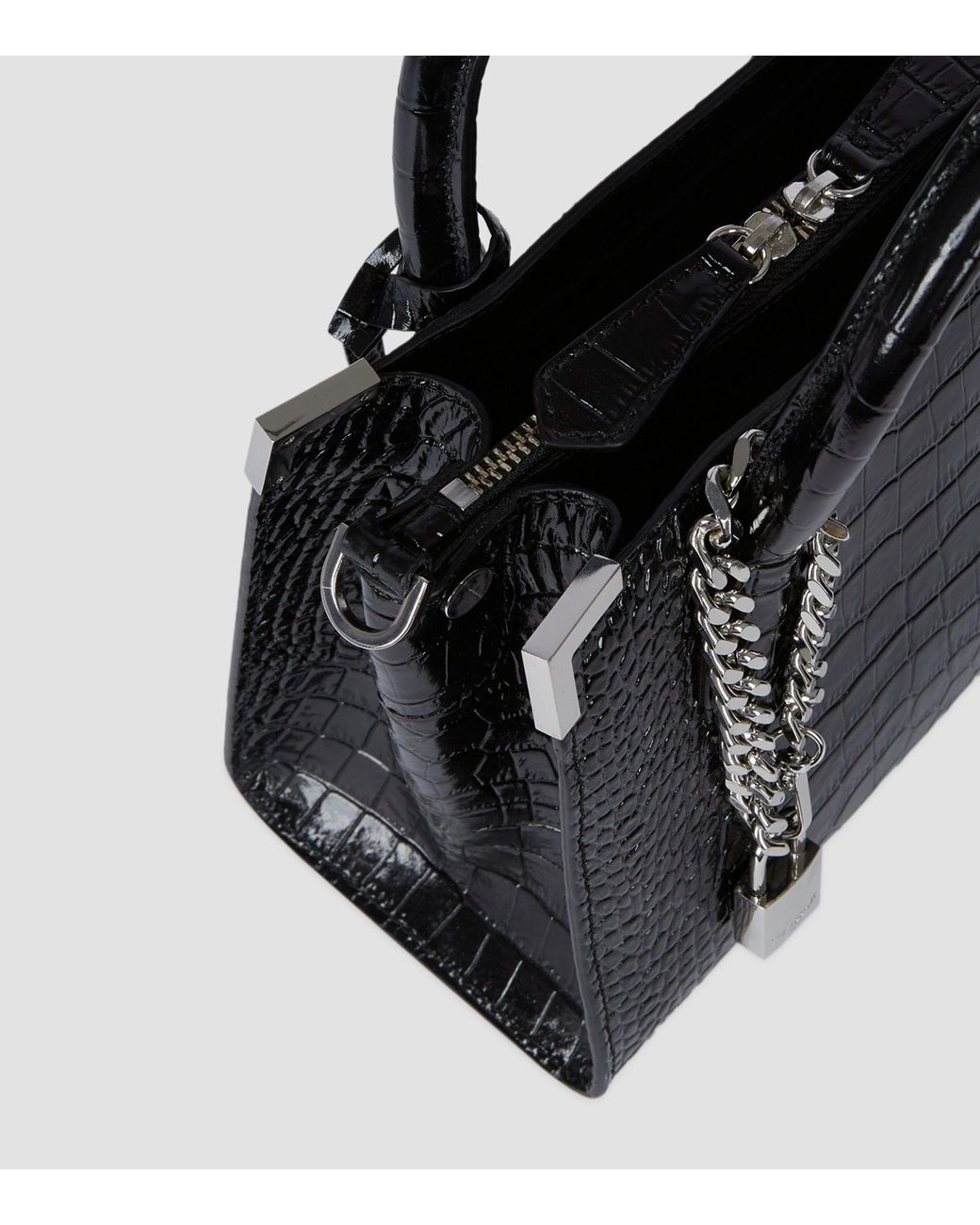 Emily embossed handbag in mock croc leather, small, black, The Kooples | La  Redoute