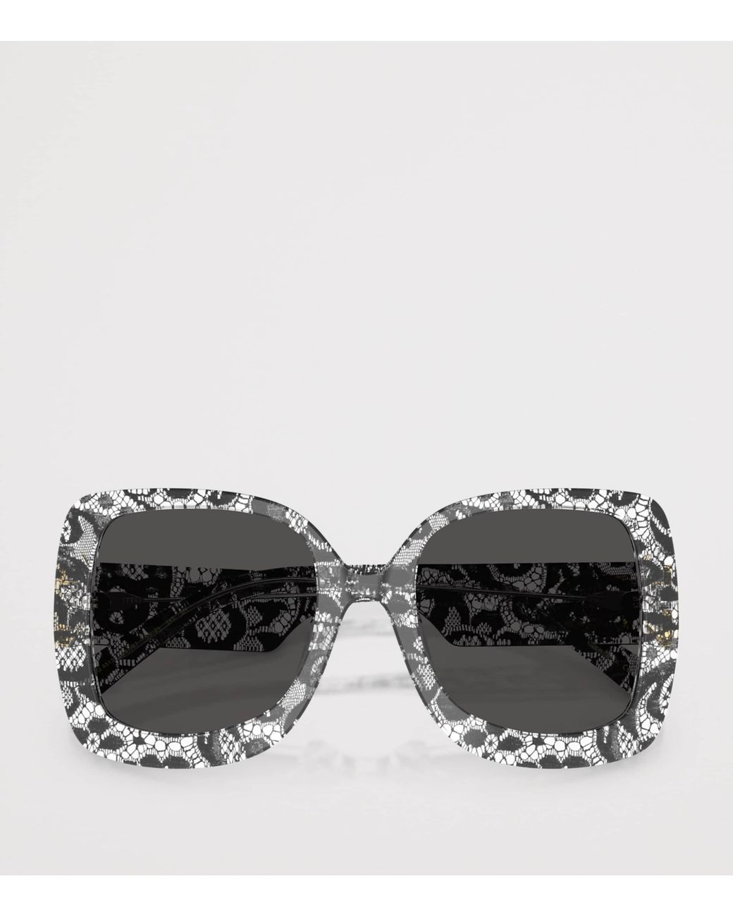 Dolce & Gabbana Gray Lace Print Square Sunglasses