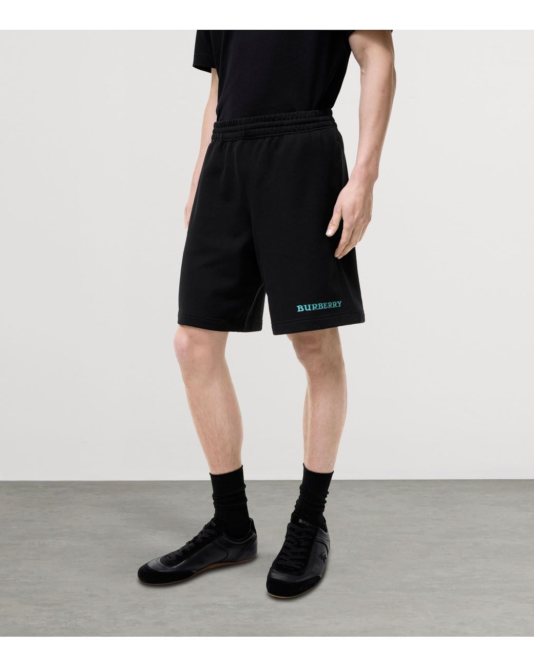 Burberry Black Cotton Logo Shorts for men
