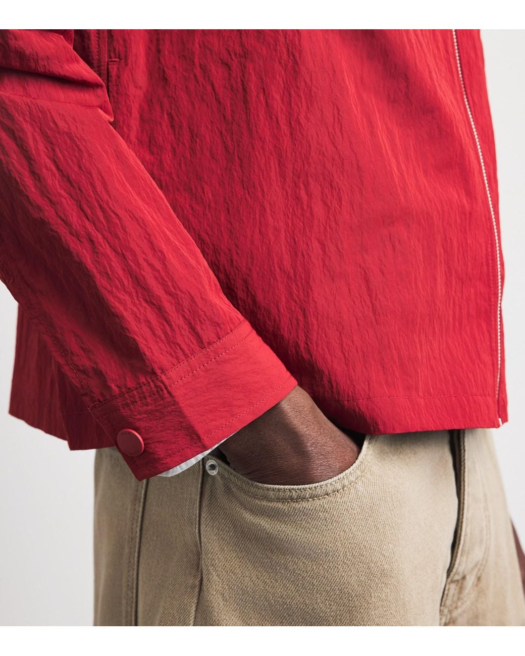 Wax London Red Crinkle Lytton Overshirt for men