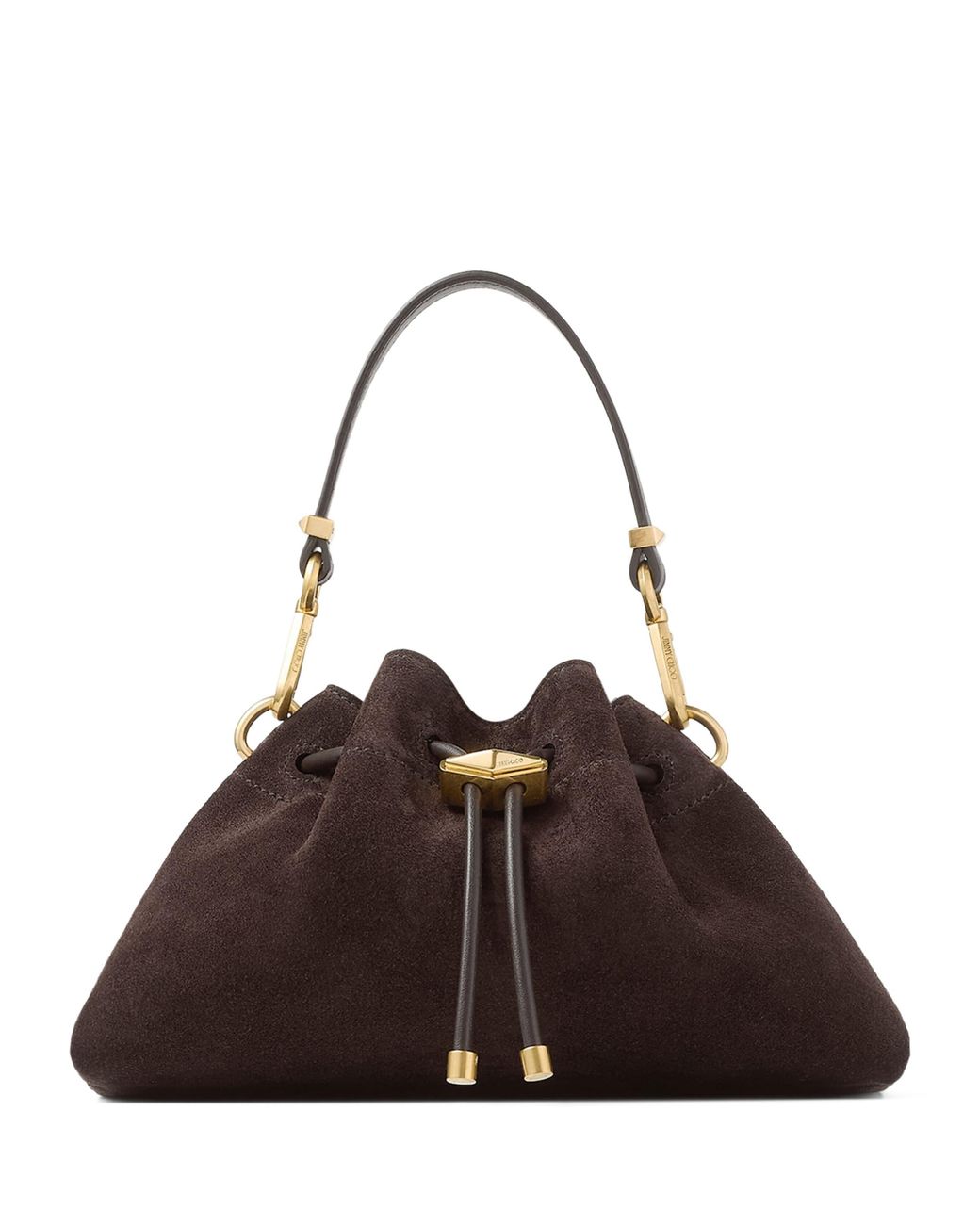 Jimmy Choo Brown Small Suede Cinch Shoulder Bag