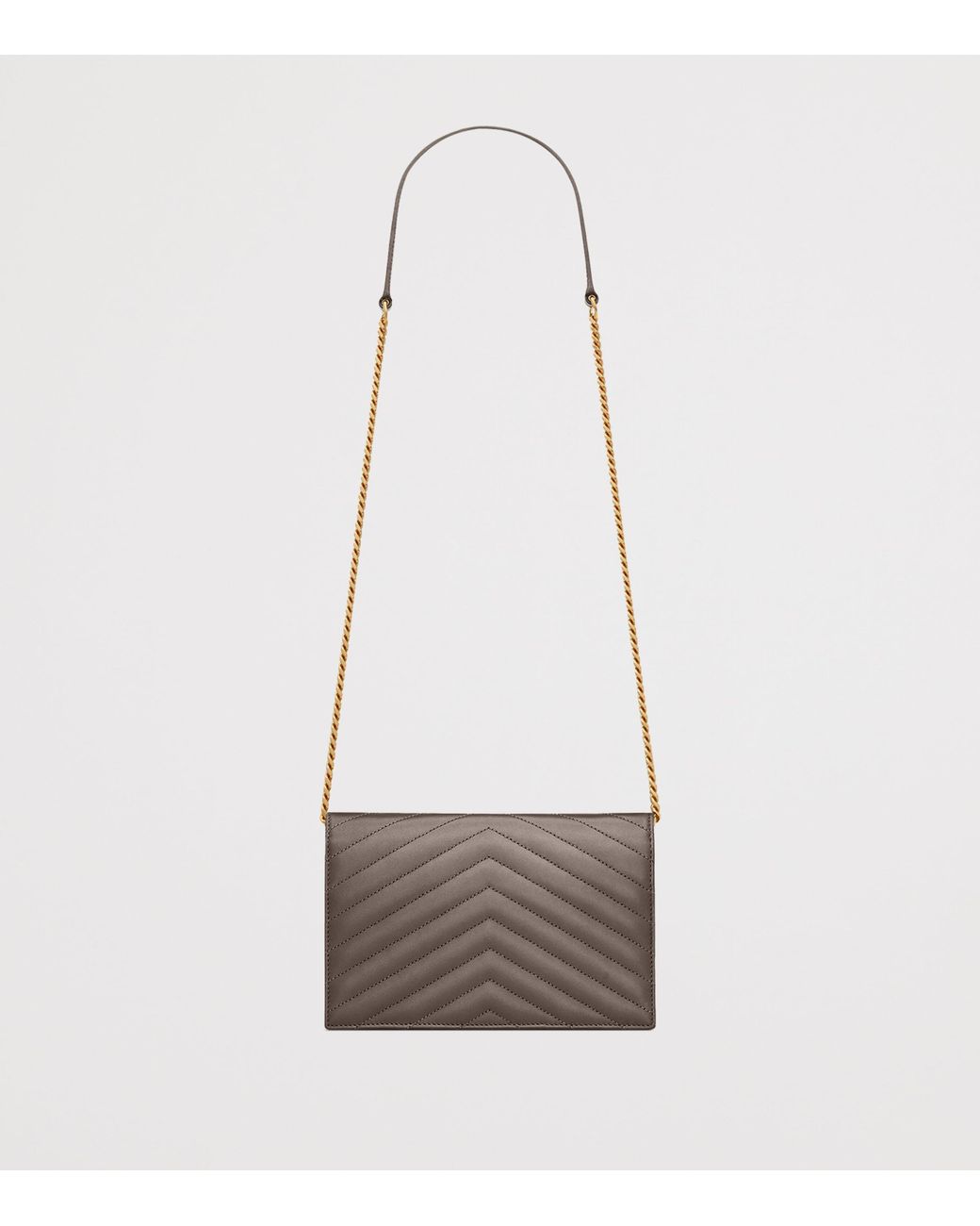 Saint Laurent White Leather Envelope Chain Wallet