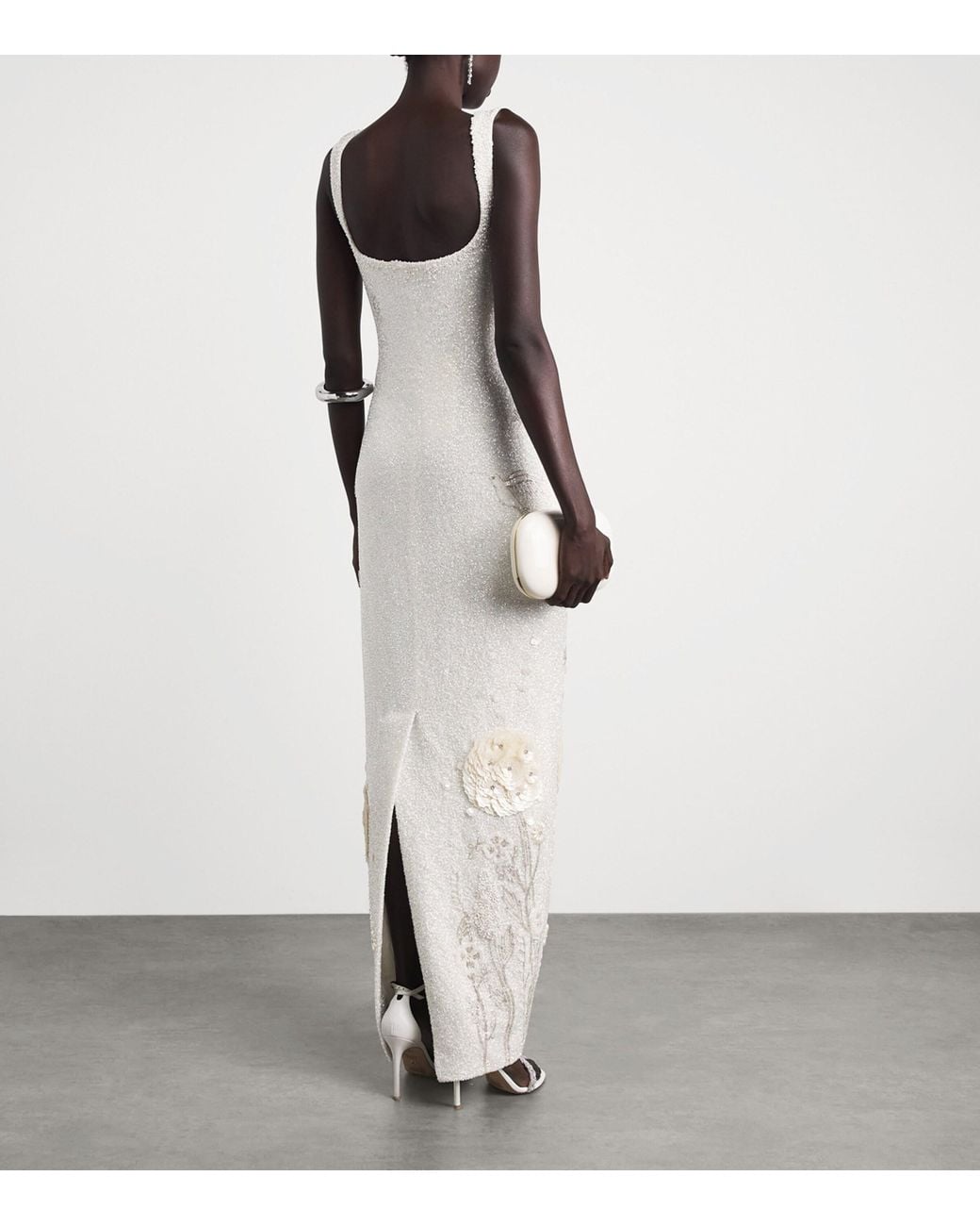 Clio Peppiatt White Embellished Hummingbird Gown