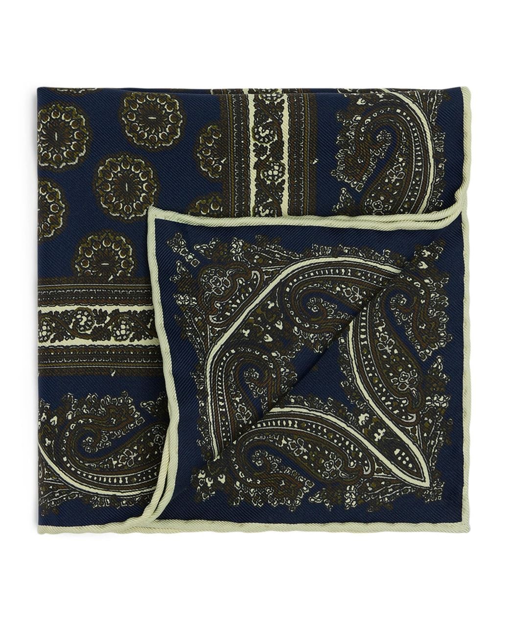 Dunhill Black Mulberry Silk Floral Medallion Pocket Square for men