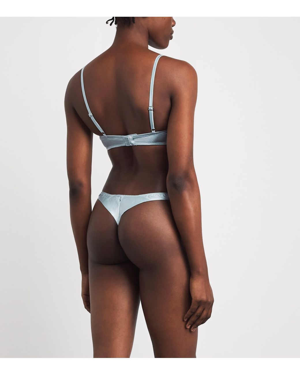 Fleur du Mal Blue Silk Lace-Trim Juliet Demi Bra