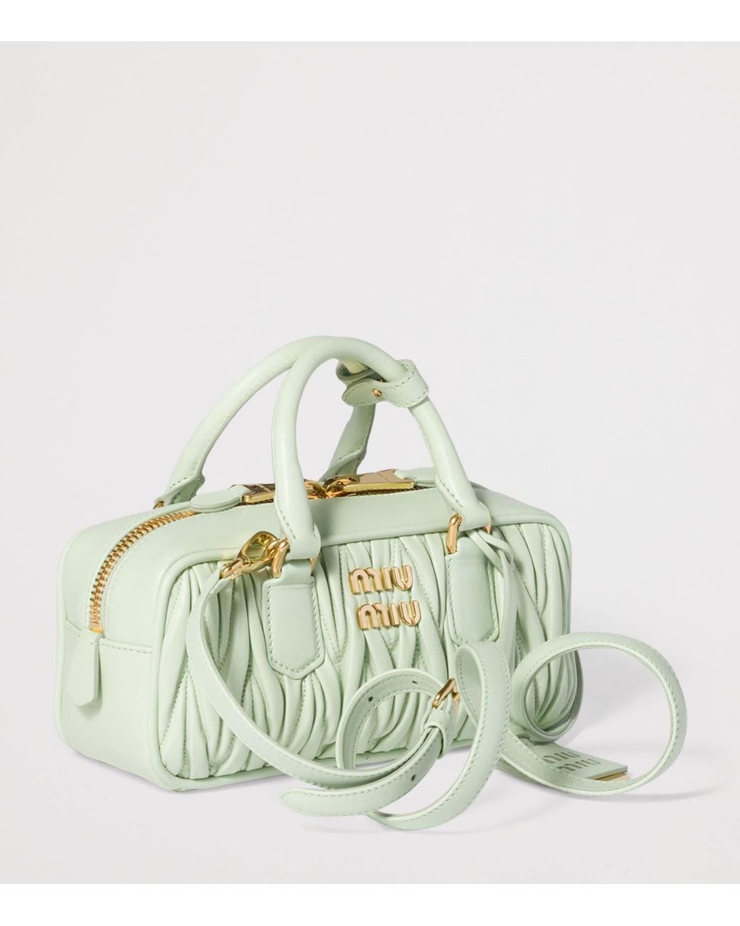 Miu Miu Green Nappa Leather Matelassé Arcadie Top-Handle Bag