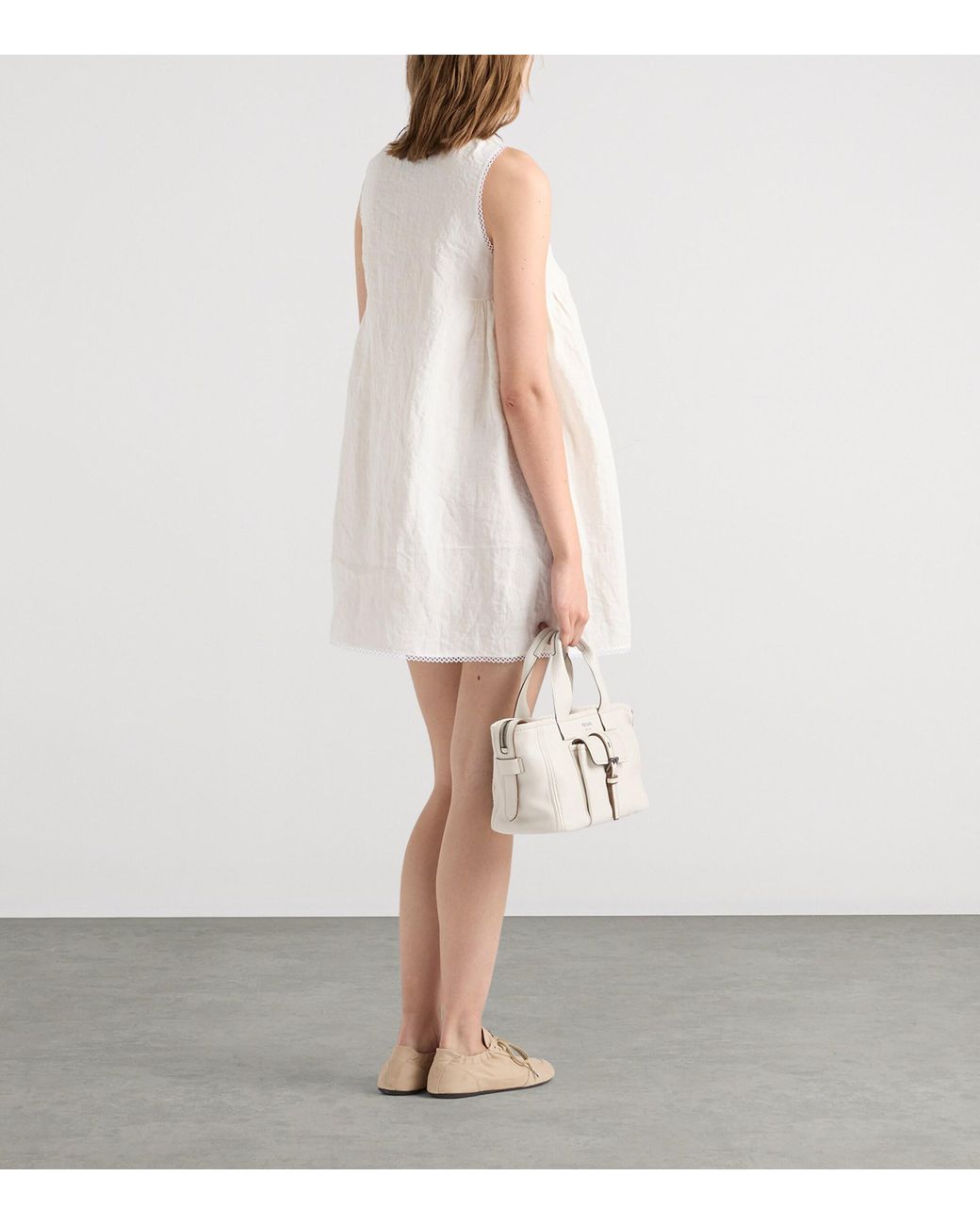 Prada White Linen Canvas Mini Dress