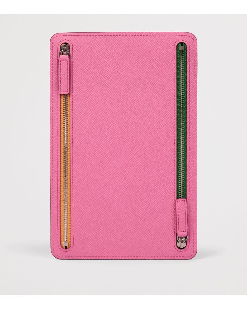 Smythson Pink Leather Panama Multi-Zip Travel Wallet for men