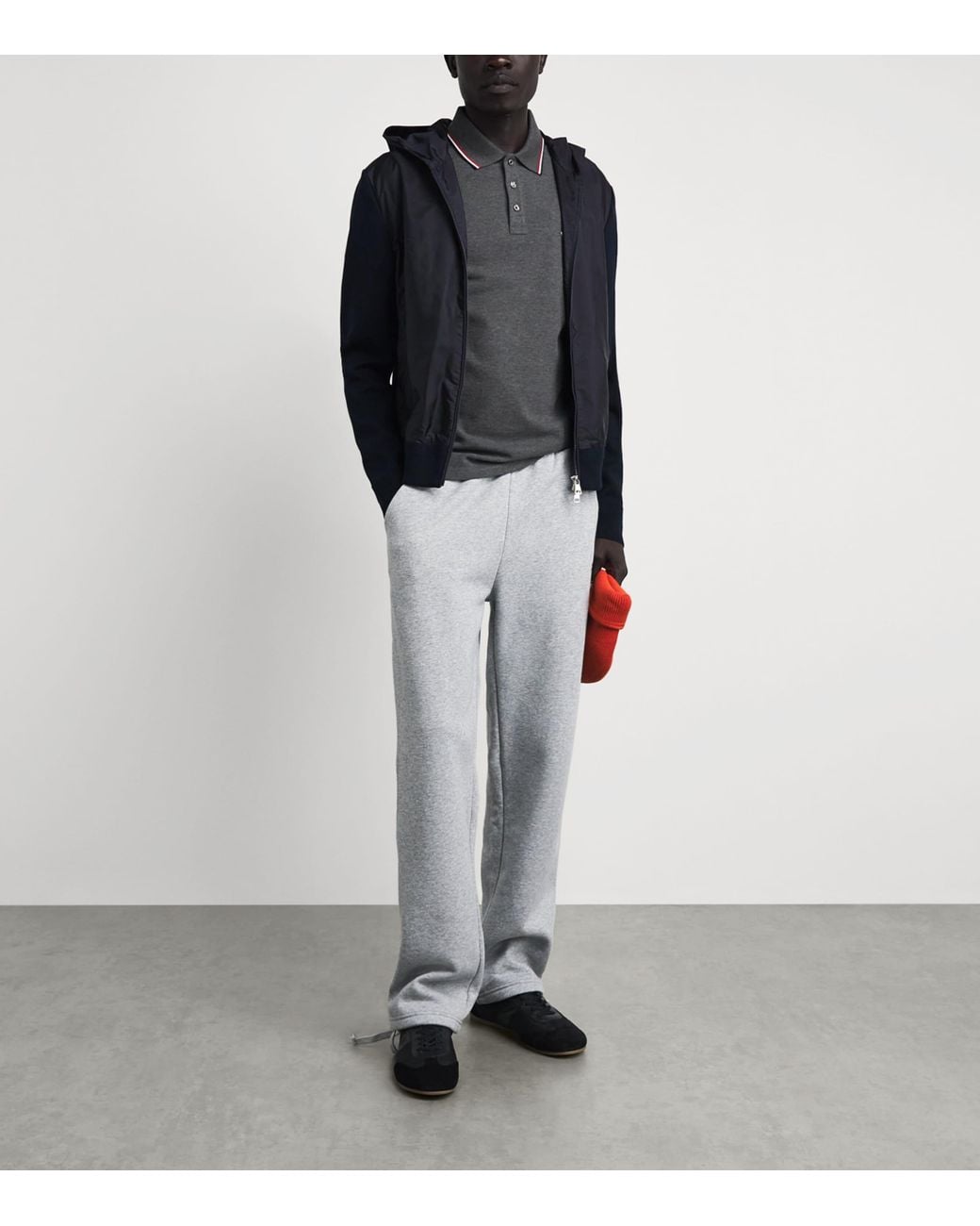 Moncler Gray Cotton Logo Polo Shirt for men
