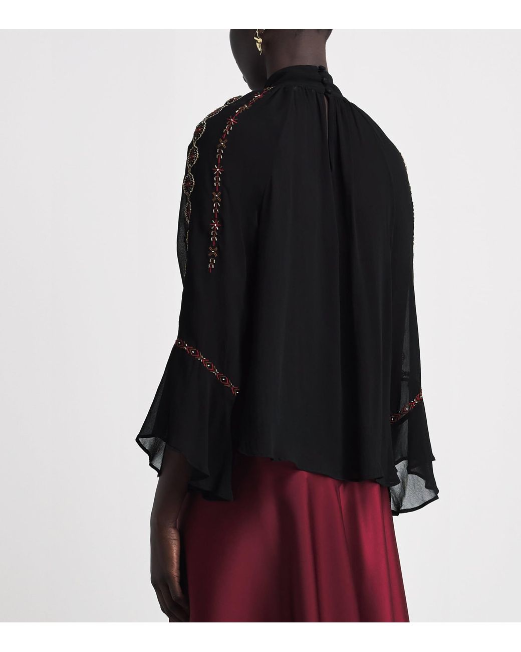 Veronica Beard Black Embroidered Tairis Blouse