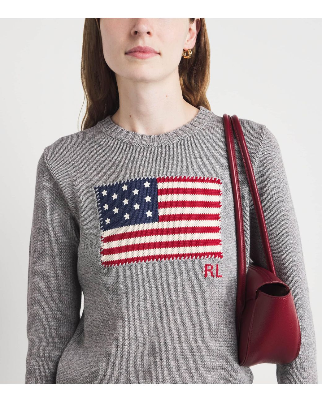Polo Ralph Lauren Gray Cotton American Flag Sweater