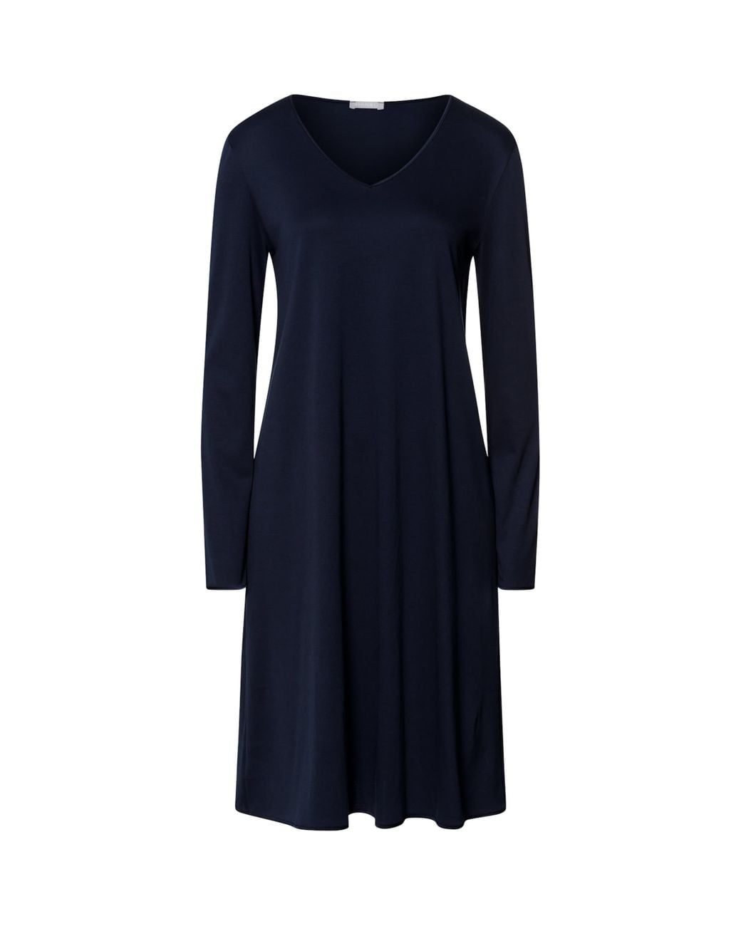 Hanro Blue Cotton Long-Sleeve Nightdress