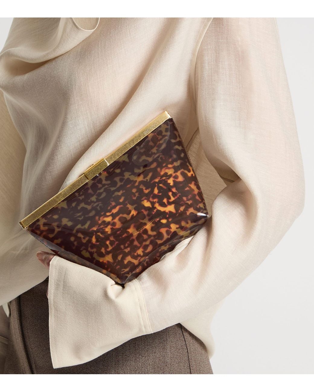 Jimmy Choo Brown Tortoiseshell Ganache Clutch Bag