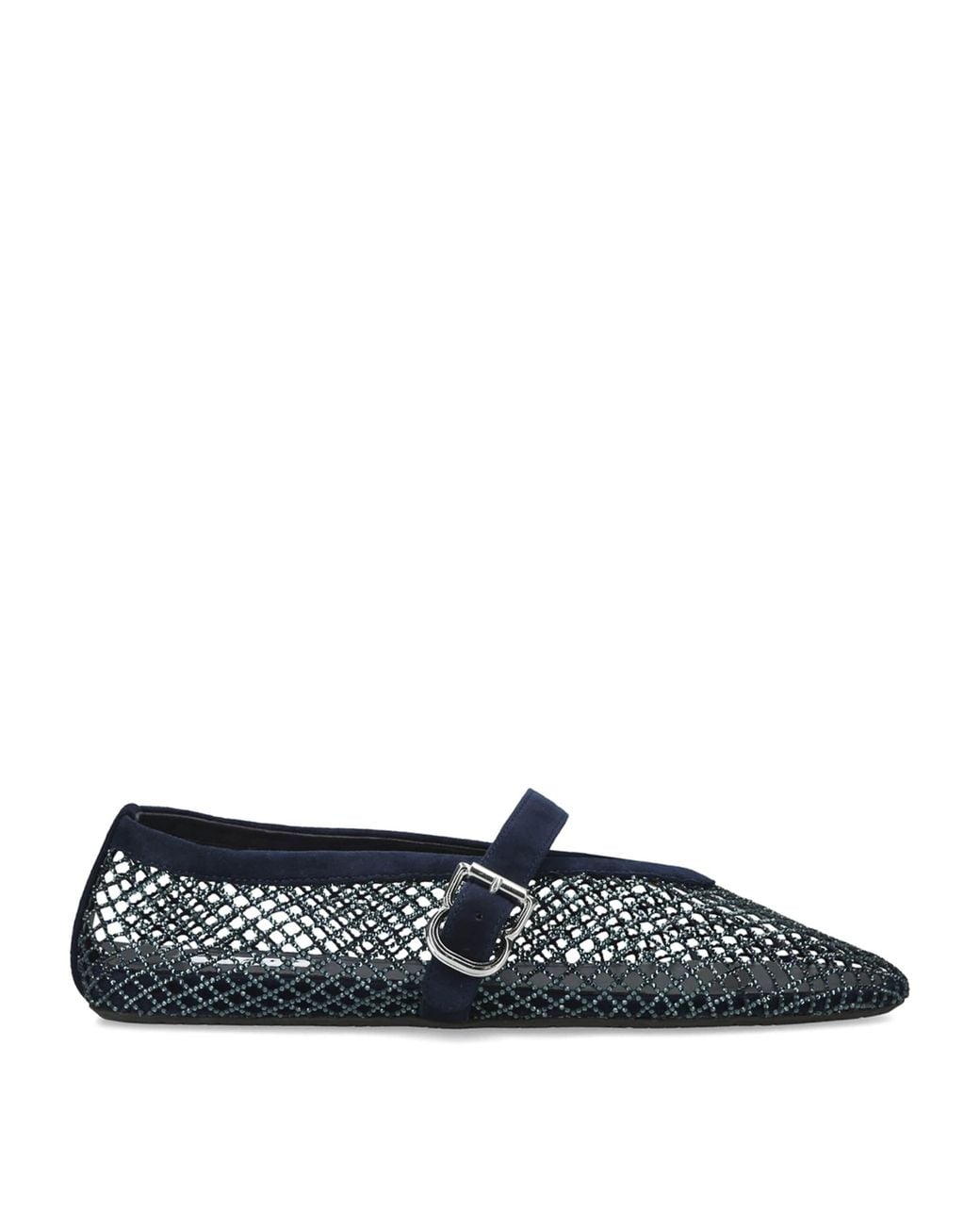 Alaïa Blue Embellished Mesh Ballet Flats