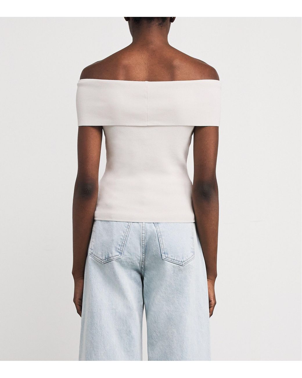 Maje White Knitted Off-The-Shoulder Top