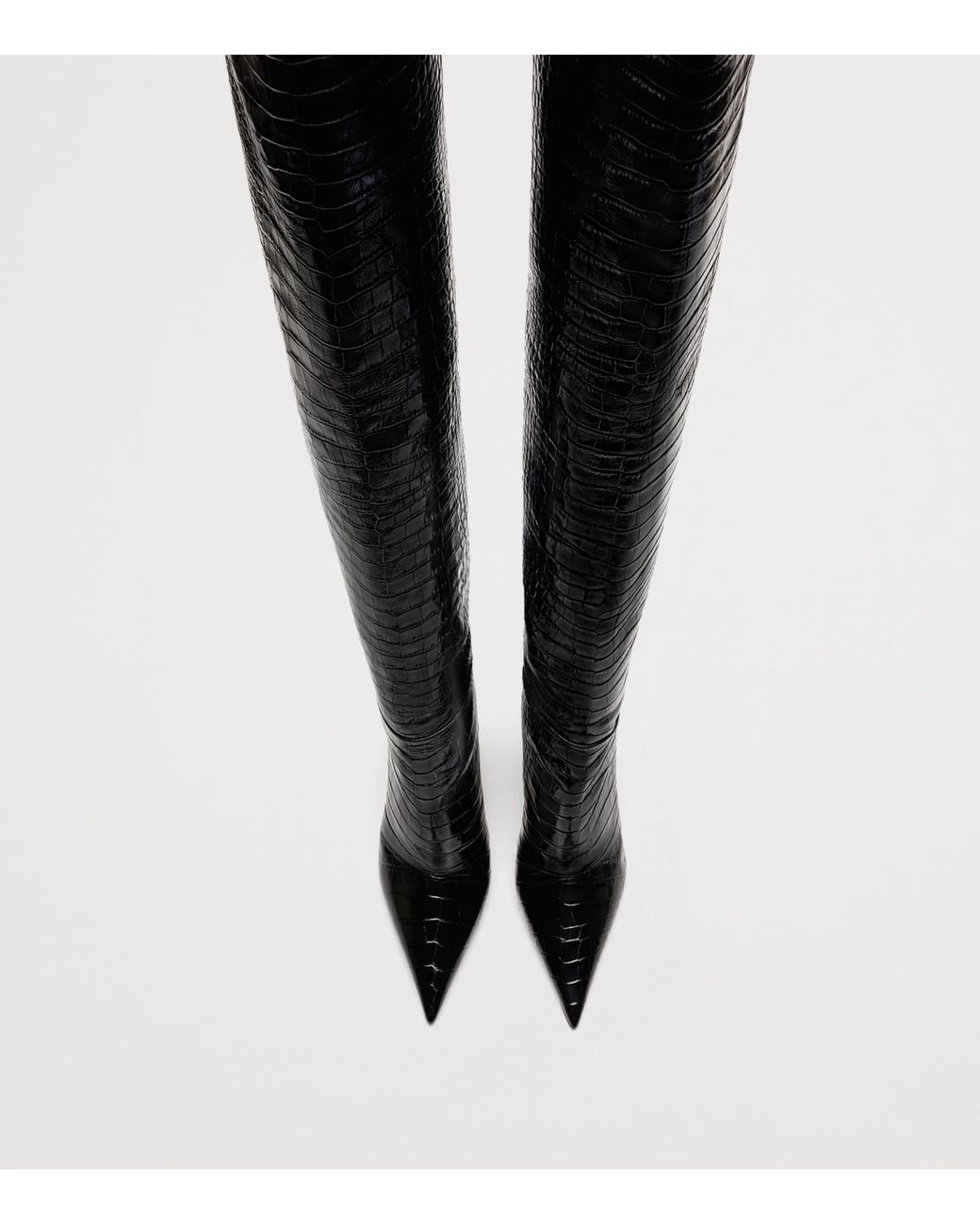 Tom Ford Black Croc-Embossed Leather Over-The-Knee Boots 105