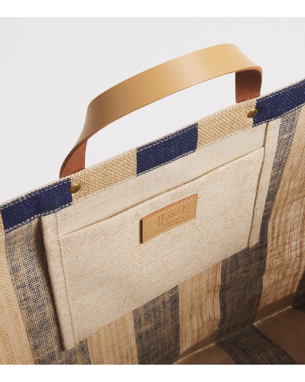 Harrods Blue Large Canvas Stripe Knightsbridge Shopper Bag