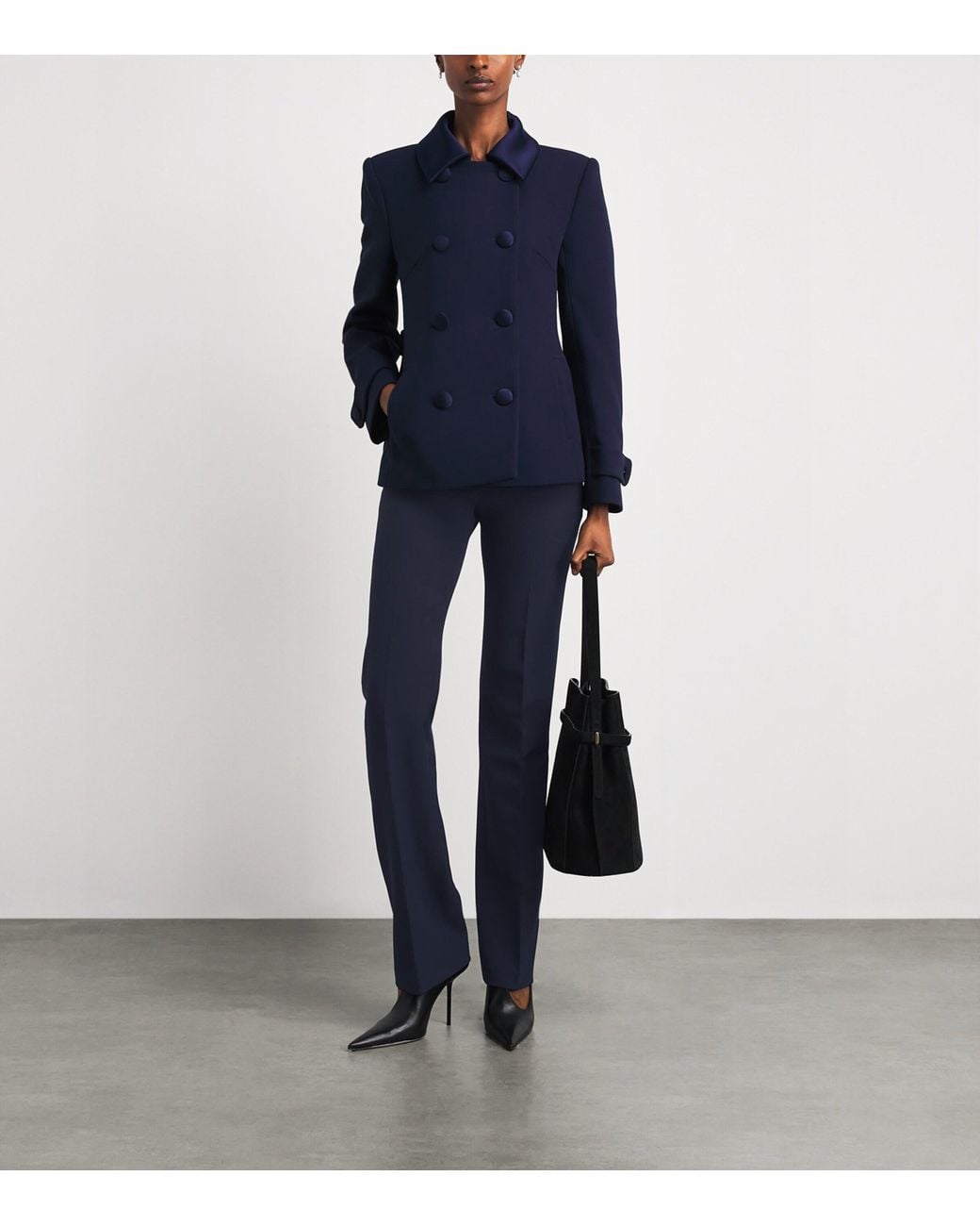 Safiyaa Blue Crepe Tailored Trousers