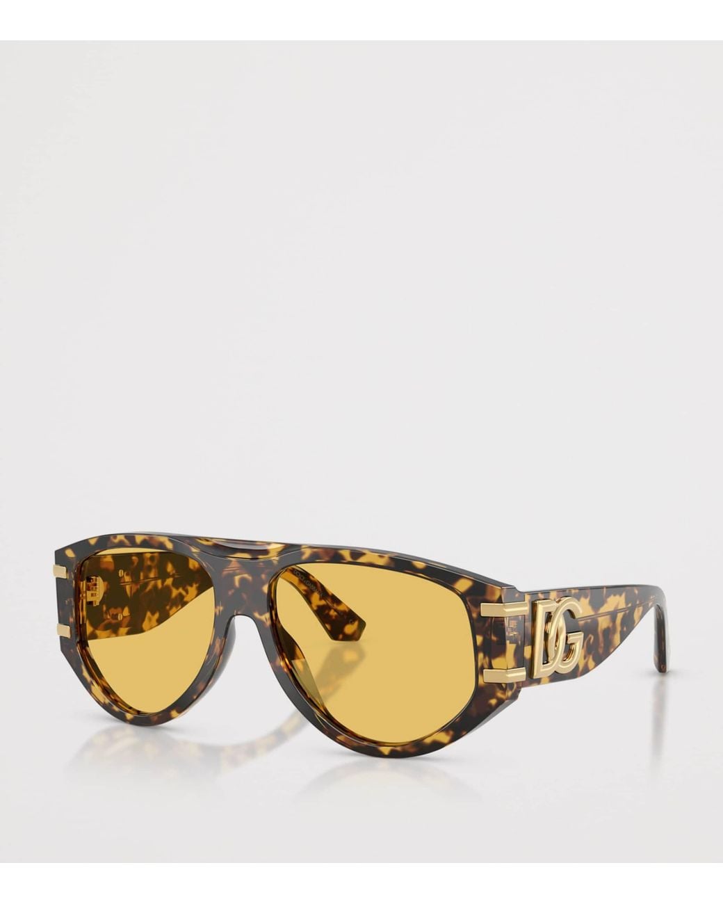 Dolce & Gabbana Yellow Tortoiseshell Oversized Pilot Sunglasses